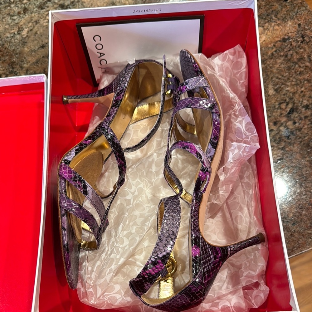 Coach Purple Strappy Heels Evening Wear